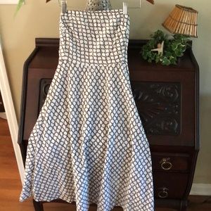 Strapless dress, zipper back enclosure